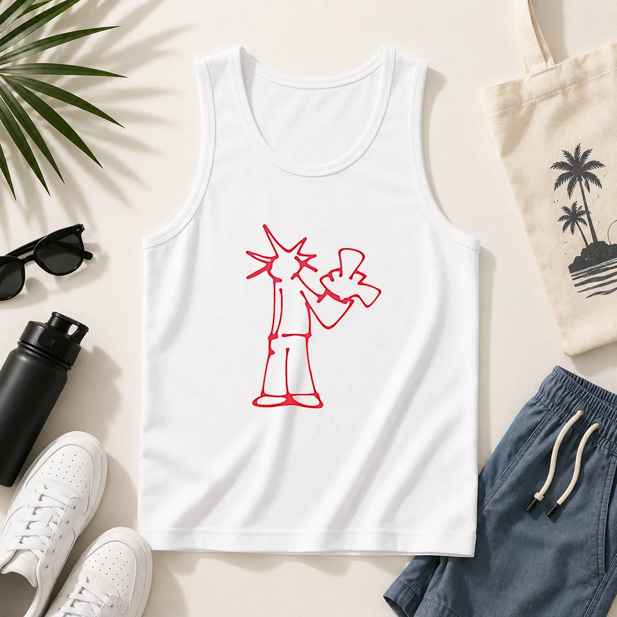 Original Statue Of Liberty New York City Sketch Art Doodle Minimal Line Drawing Tank Top