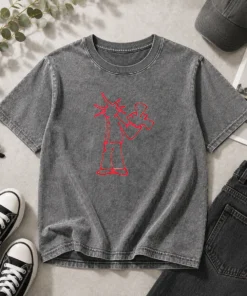 Original Statue Of Liberty New York City Sketch Art Doodle Minimal Line Drawing Washed T-Shirt