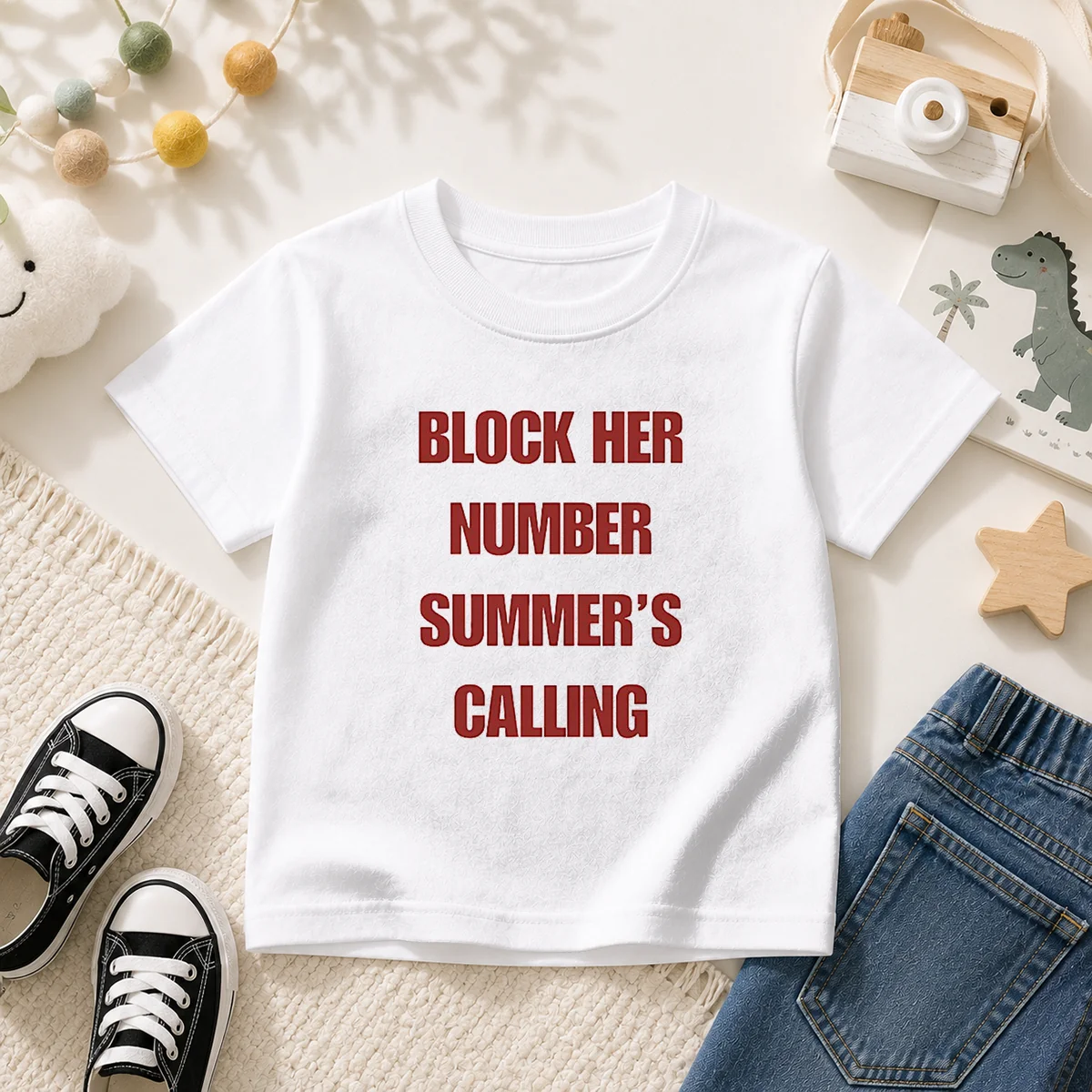 Premium Block Her Number Summer'S Calling Summer Vibes Kids T-Shirt