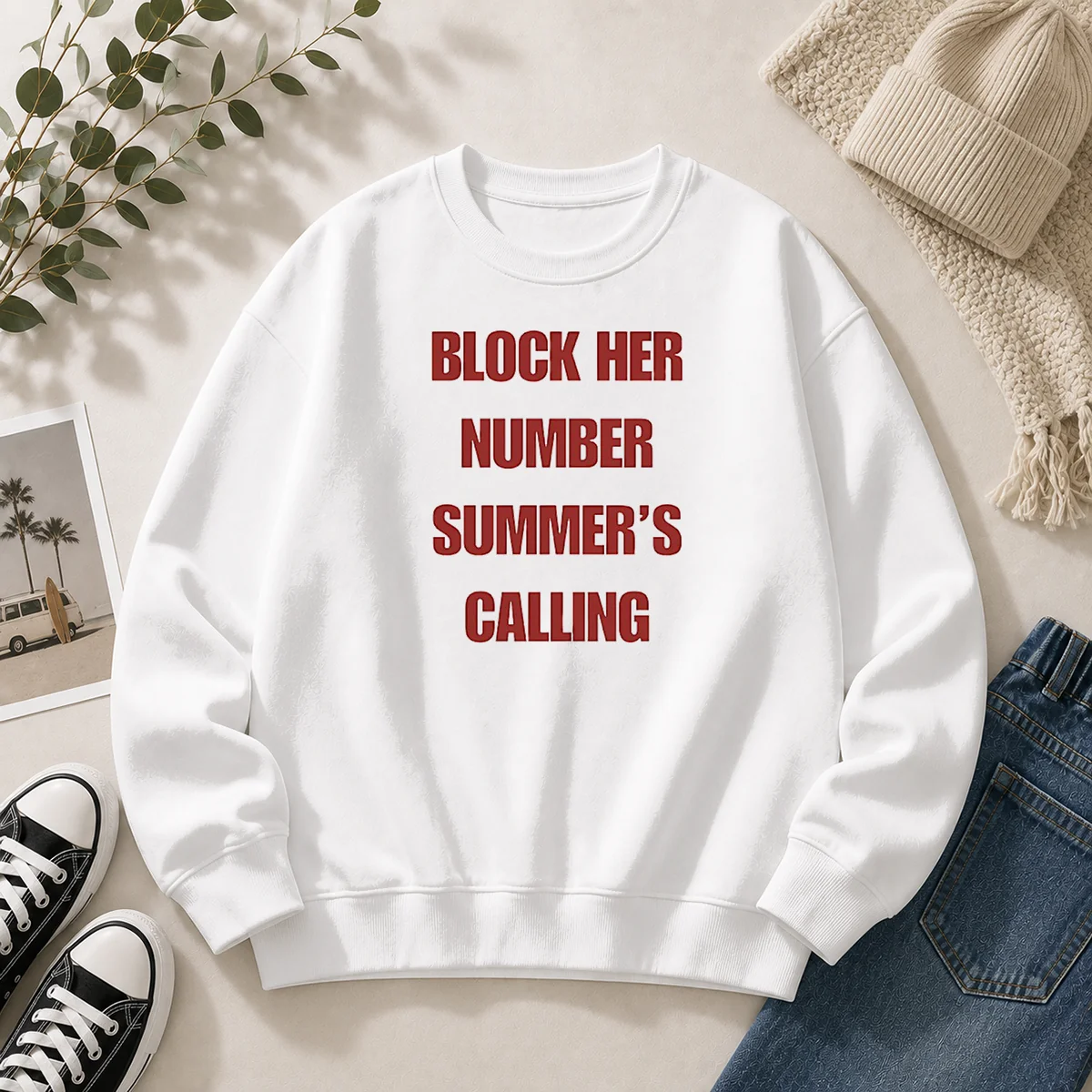 Premium Block Her Number Summer'S Calling Summer Vibes Sweater