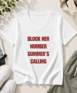 Premium Block Her Number Summer'S Calling Summer Vibes V-Neck Shirt