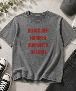 Premium Block Her Number Summer'S Calling Summer Vibes Washed T-Shirt