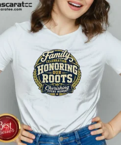 Pretty Family Celebration Gratitude Mascot Badge V-Neck Shirt