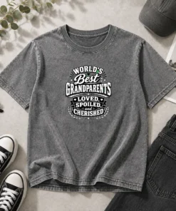 Pretty Grandparents Day Proud Silhouette Tee For Loved Grandparents Washed T-Shirt