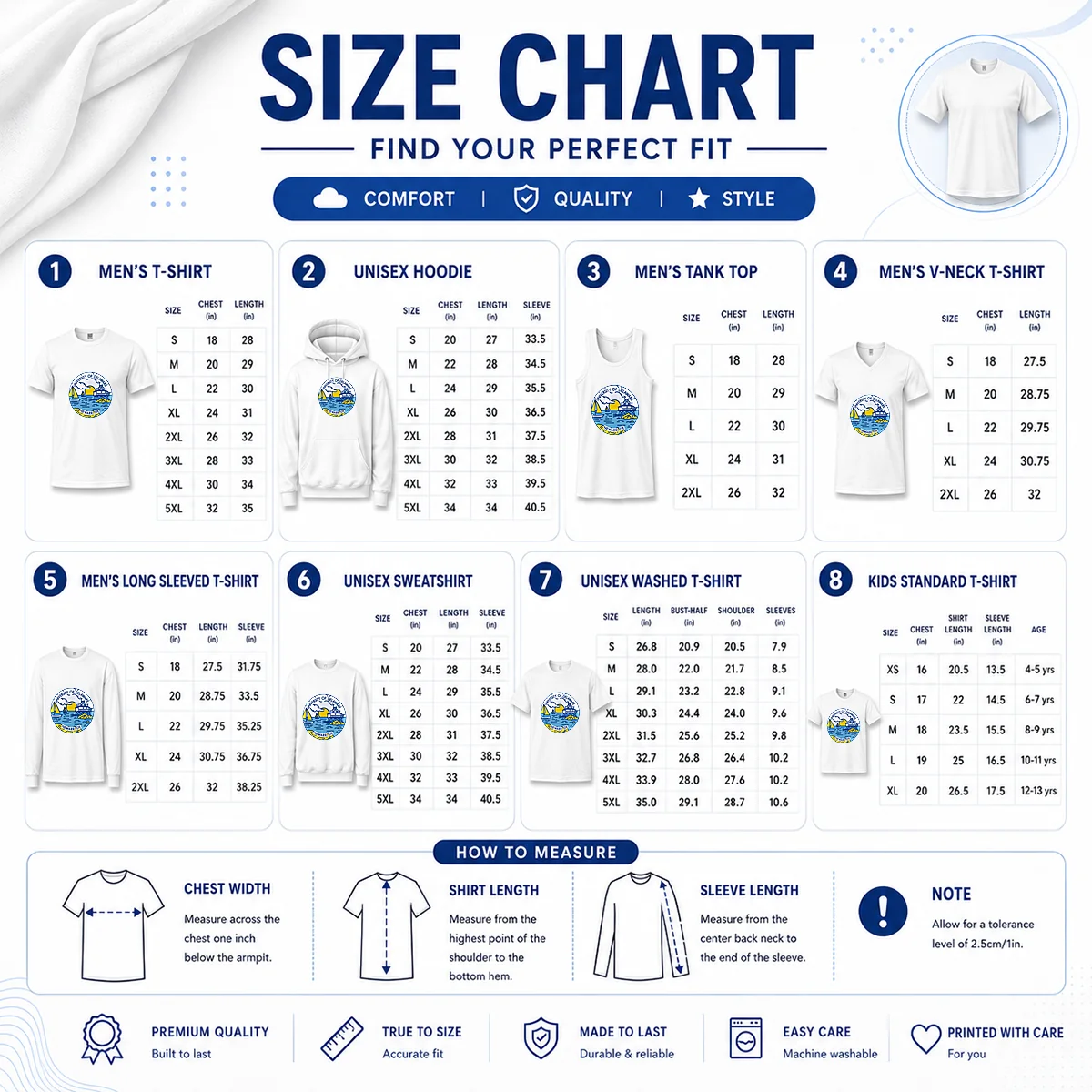 Pretty University Of Delaware Newark DE Coastal Emblem Size Chart Size chart for Pretty University Of Delaware Newark DE Coastal Emblem with measurements in inches and cm