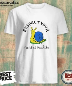 Pretty Yellow Snail Respect Your Mental Health shirt featuring a yellow snail graphic on a comfortable casual t-shirt