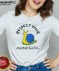 Pretty Yellow Snail Respect Your Mental Health V-Neck Shirt