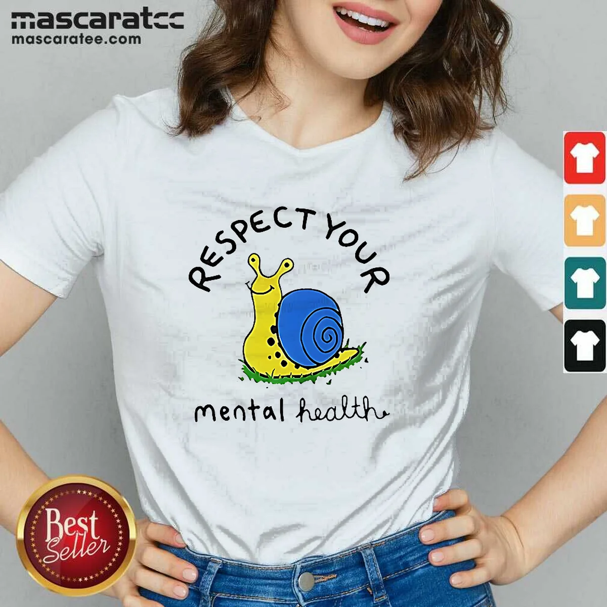 Pretty Yellow Snail Respect Your Mental V-Neck Shirt Pretty Yellow Snail Respect Your Mental V-Neck Shirt