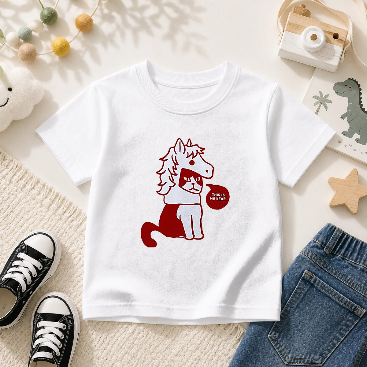 Top Cat Wearing Horse Mask This Is My Year Kids T-Shirt