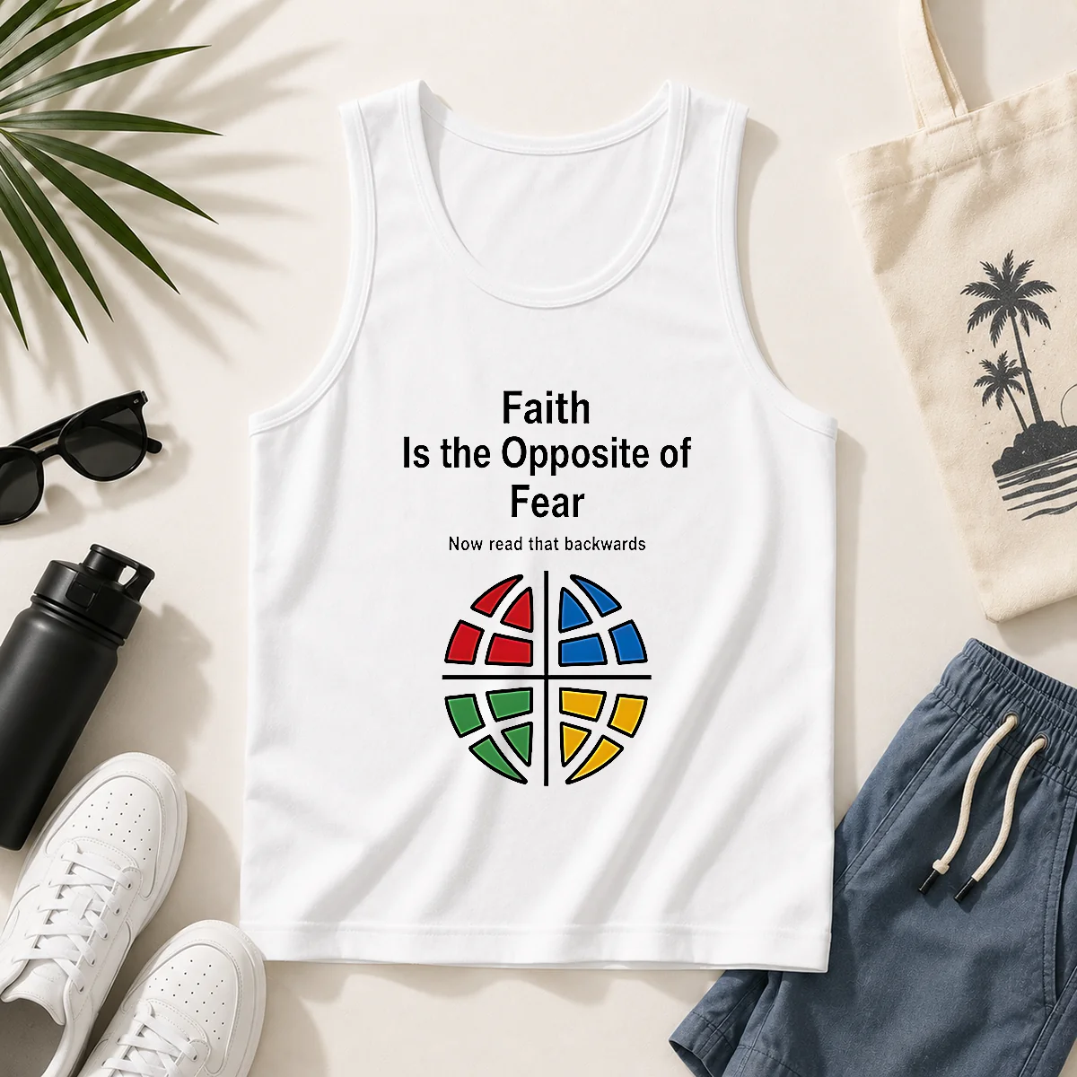 Awesome Faith Is The Opposite Of Fear Now Read That Backwards Tank Top