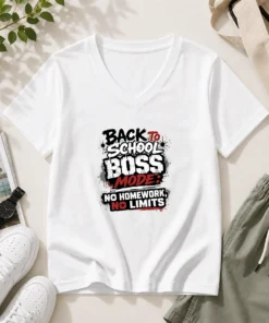 Funny Back To School Boss Mode Streetwear For Students V-Neck Shirt