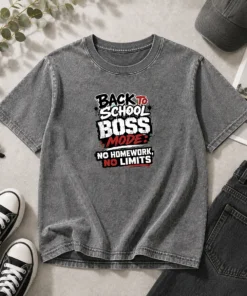 Funny Back To School Boss Mode Streetwear For Students Washed T-Shirt