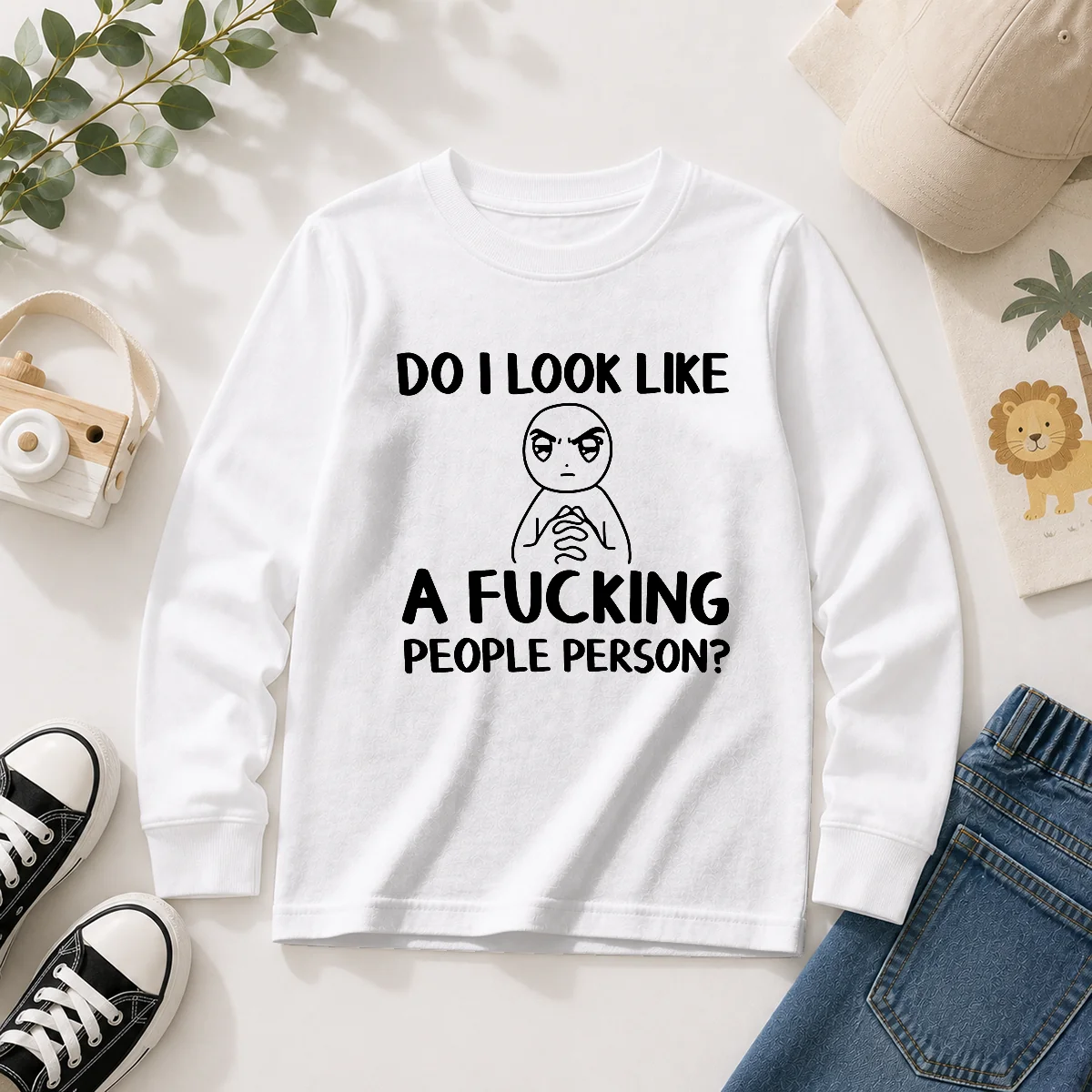 Funny Do I Look Like A Fucking People Person Long Sleeve Shirt