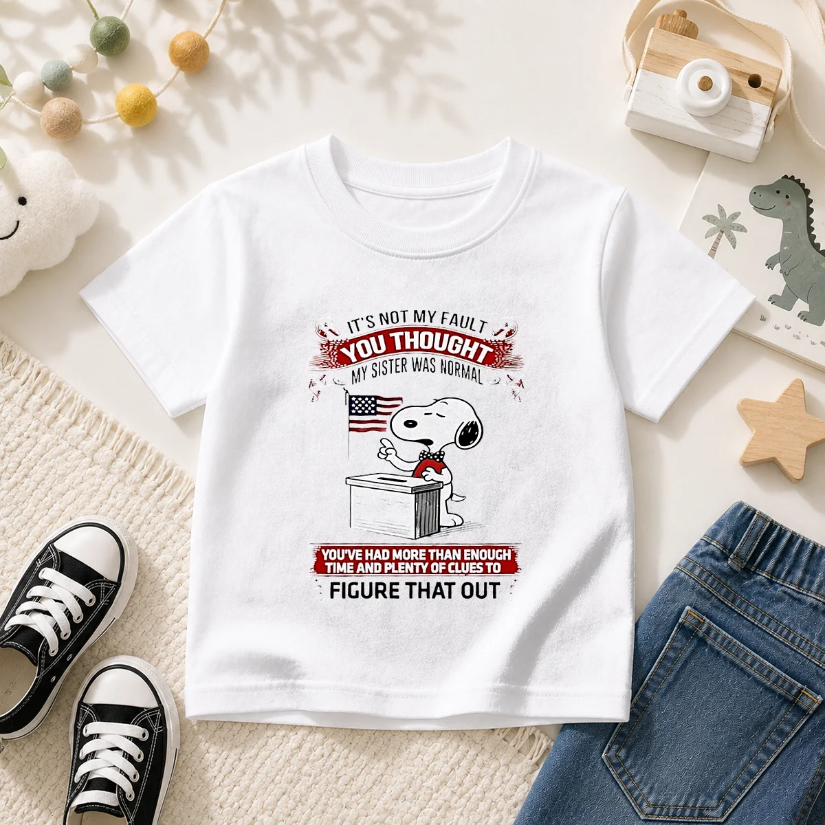 Nice Snoopy It'S Not My Fault You Thought My Sister Was Normal Kids T-Shirt