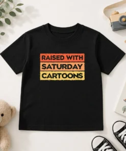 Official Raised With Saturday Cartoons Kids T-Shirt
