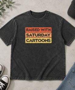 Official Raised With Saturday Cartoons Washed T-Shirt