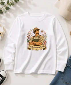 Original American Labour Day Proud Worker Boho Long Sleeve Shirt
