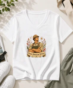 Original American Labour Day Proud Worker Boho V-Neck Shirt