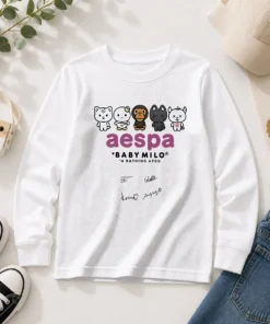 Pretty Aespa X Baby Milo A Bathing Ape Signature Long Sleeve Shirt