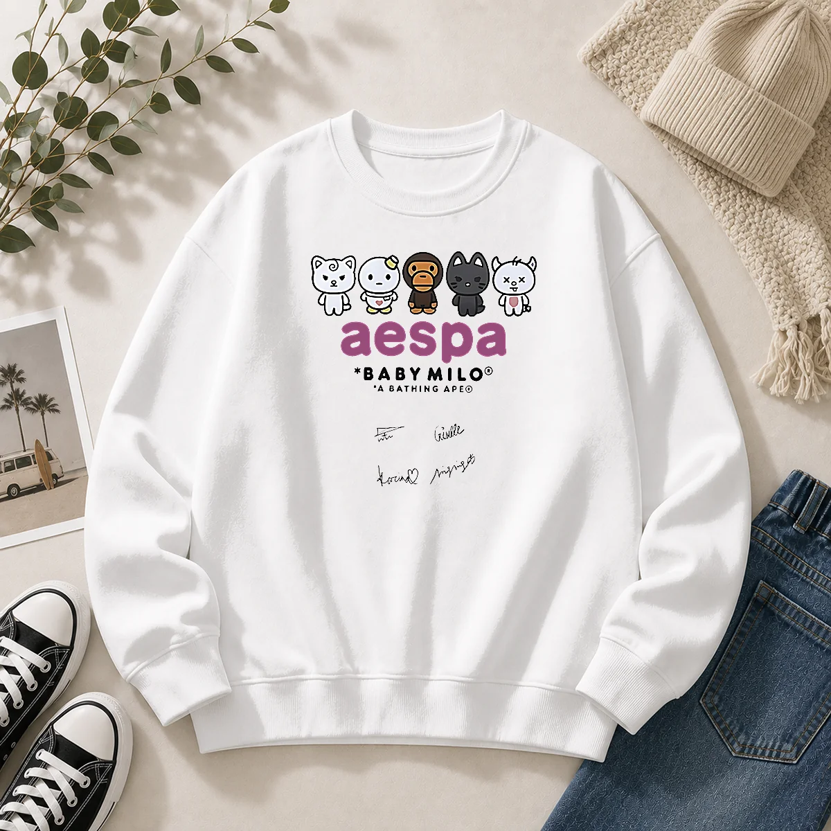 Pretty Aespa X Baby Milo A Bathing Ape Signature Shirt - Image 5