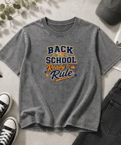 Pretty Back To School Vector Typography Ready To Rule Washed T-Shirt