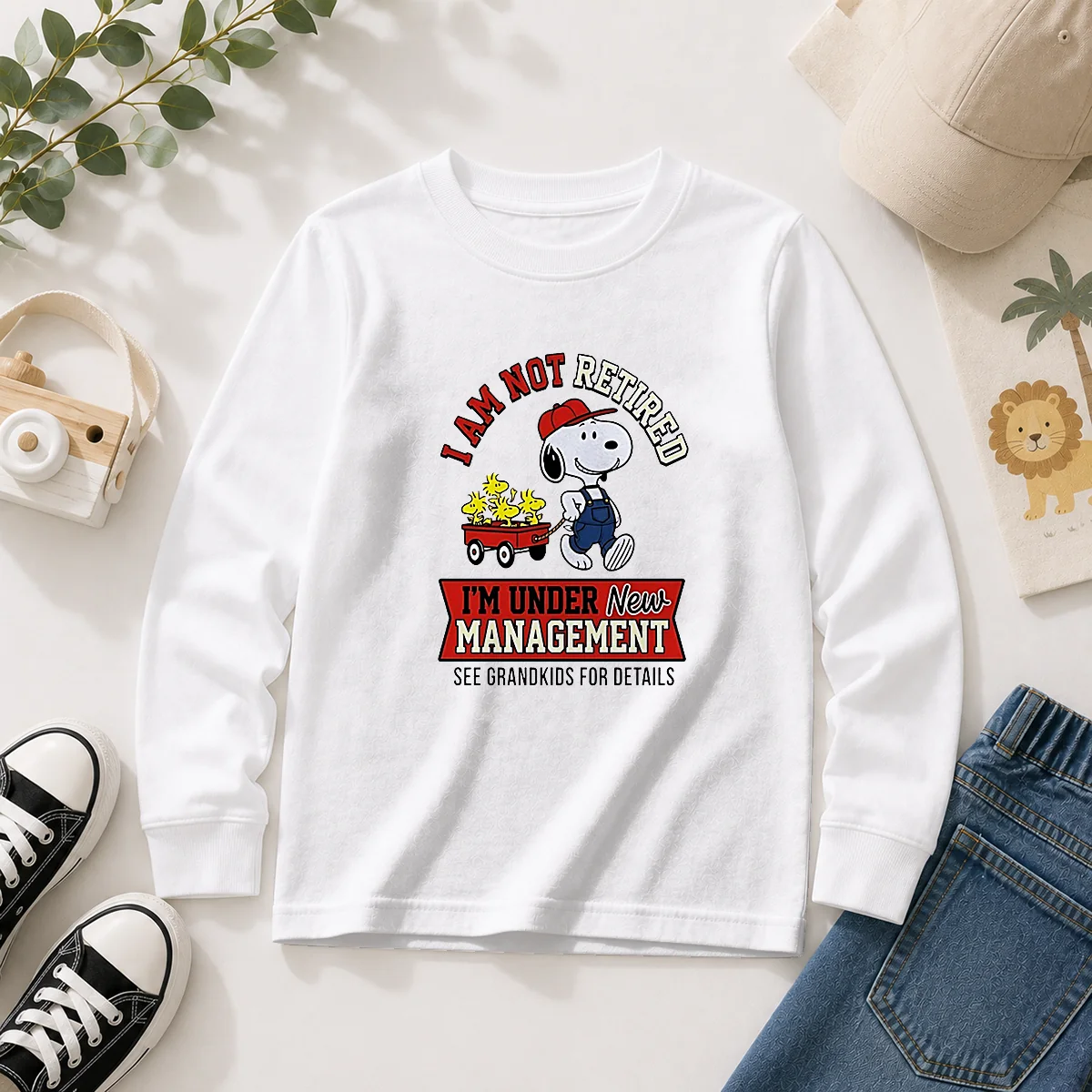 Pretty Snoopy I Am Not Retired I'M Under New Management Grandkids Long Sleeve Shirt