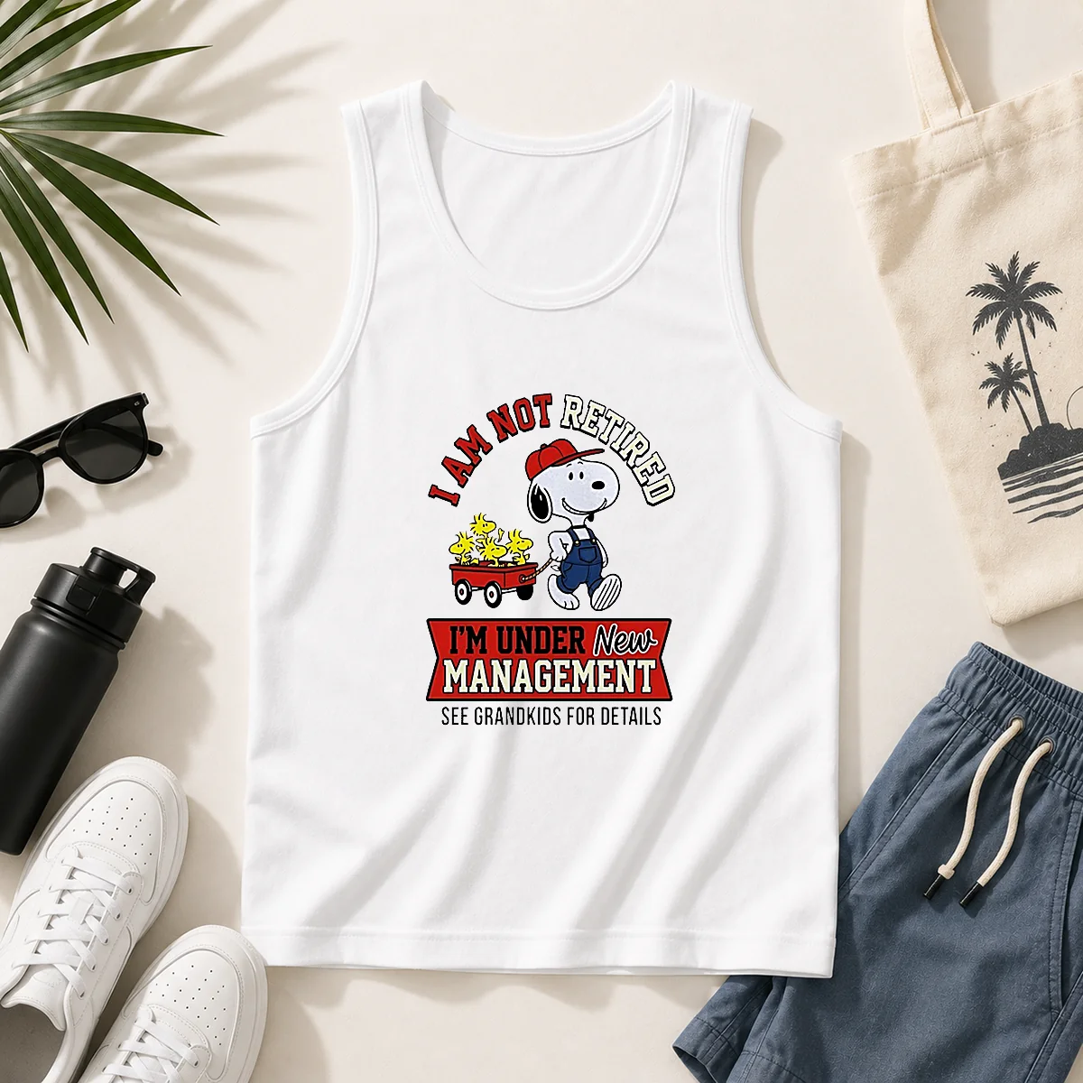 Pretty Snoopy I Am Not Retired I'M Under New Management Grandkids Tank Top