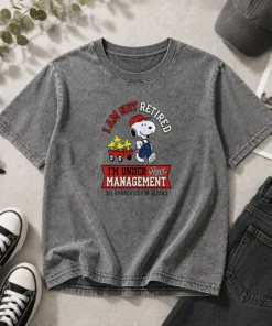Pretty Snoopy I Am Not Retired I'M Under New Management Grandkids Washed T-Shirt