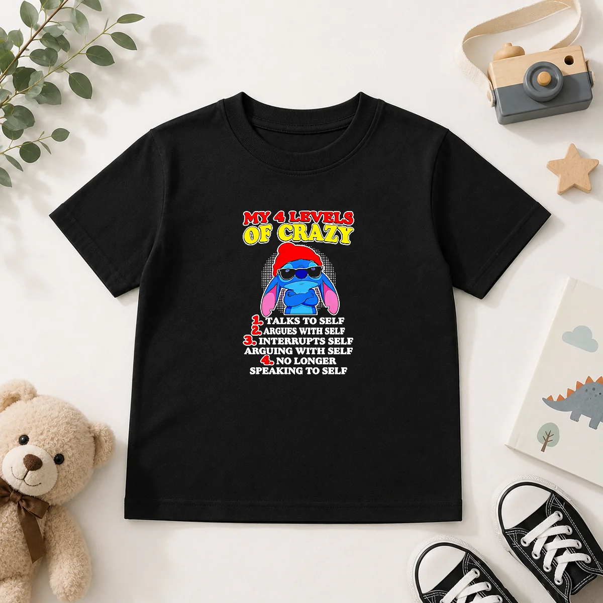 Pretty Stitch Lilo And Stitch My 4 Levels Of Crazy Talks To Self Argues With Self Kids T-Shirt
