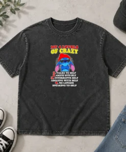 Pretty Stitch Lilo And Stitch My 4 Levels Of Crazy Talks To Self Argues With Self Washed T-Shirt