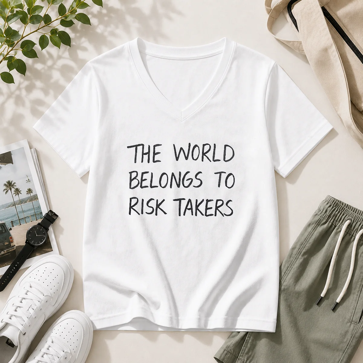 Pretty The World Belongs To Risk Takers V-Neck Shirt