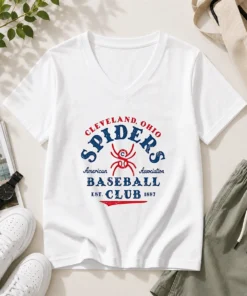 Pretty Vintage Cleveland Spiders American Association Baseball Club Est 1887 V-Neck Shirt