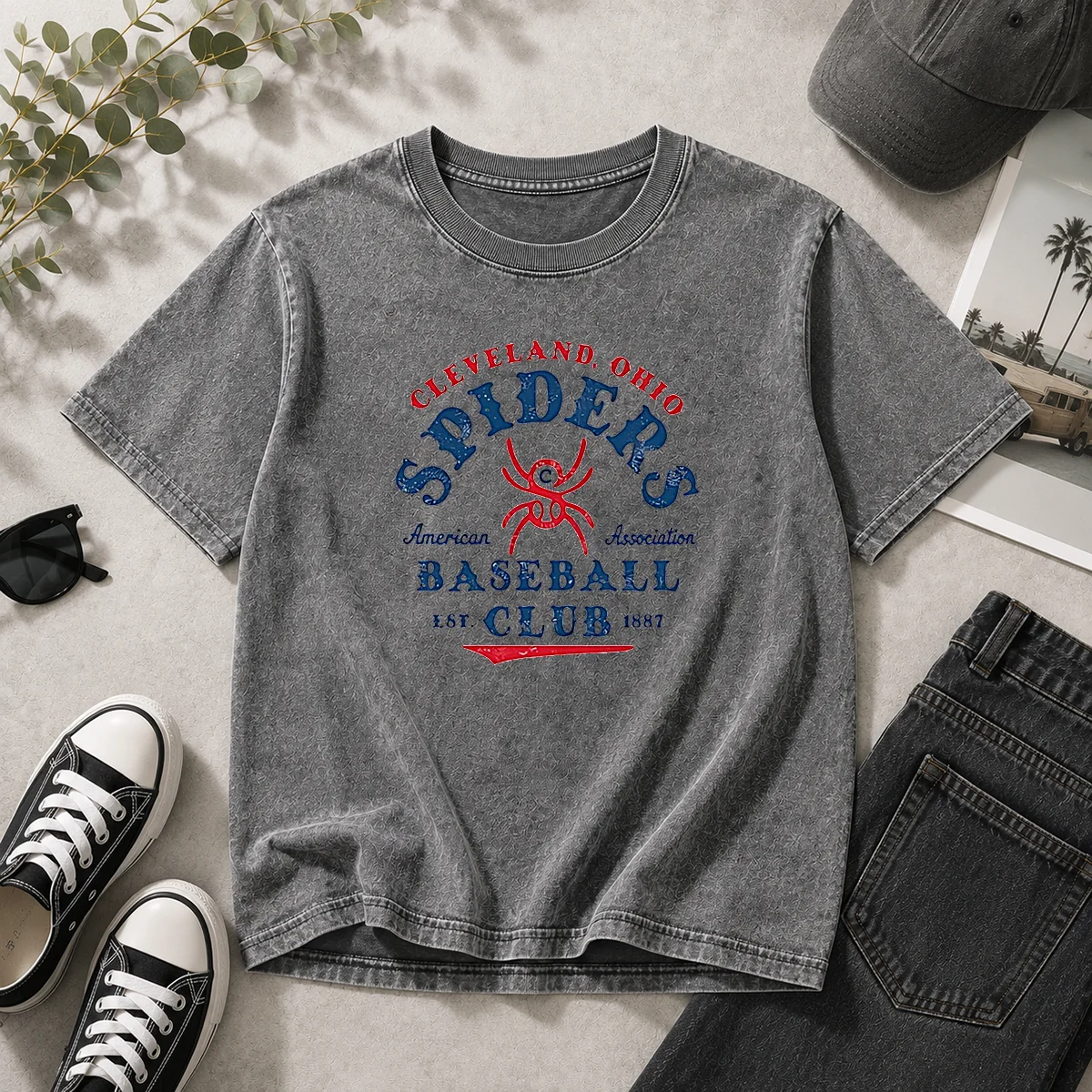 Pretty Vintage Cleveland Spiders American Association Baseball Club Est 1887 Washed T-Shirt