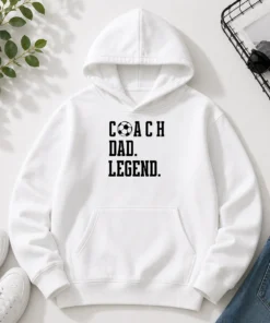 Top Coach Dad Legend Soccer Ball Typography Hoodie
