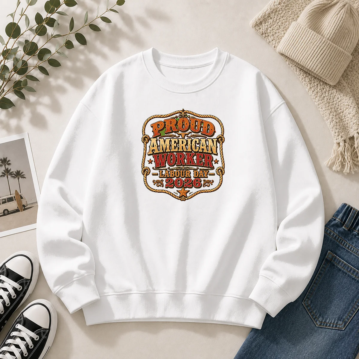 Top Labour Day Proud American Worker Western Sweater