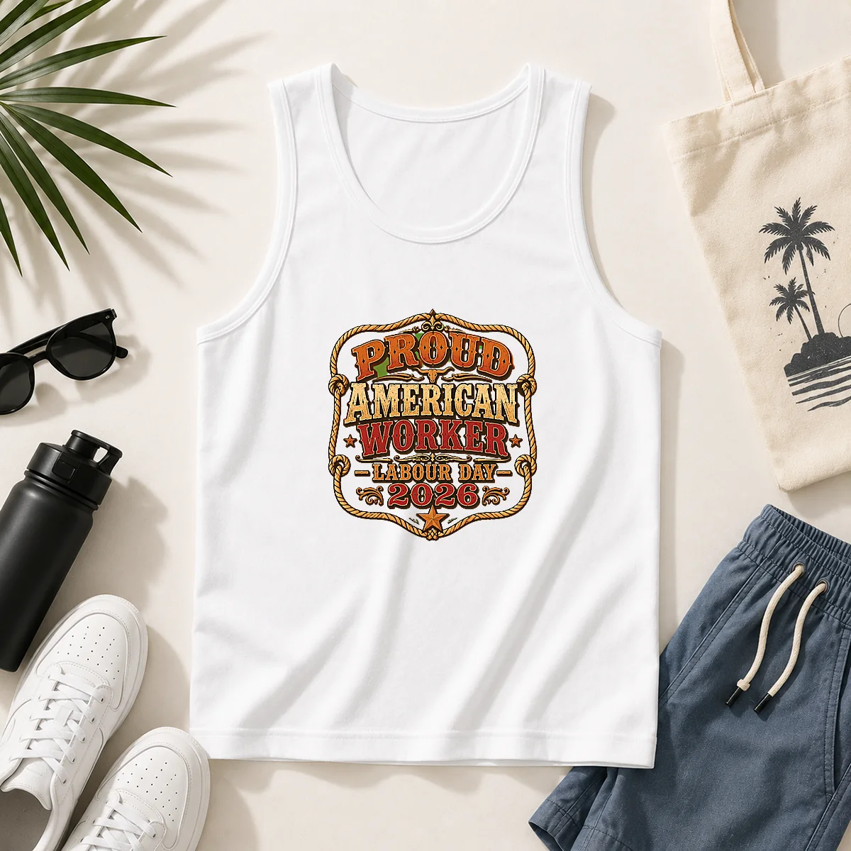 Top Labour Day Proud American Worker Western Tank Top