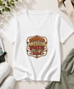 Top Labour Day Proud American Worker Western V-Neck Shirt